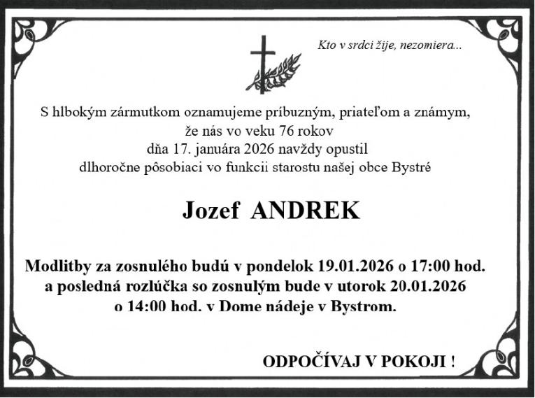 smútočné oznámenie 